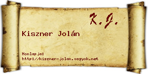 Kiszner Jolán névjegykártya
